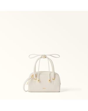 Furla Poppy Dome Panna Diamond Grained Leather + Sidney Calf Leather - Natural