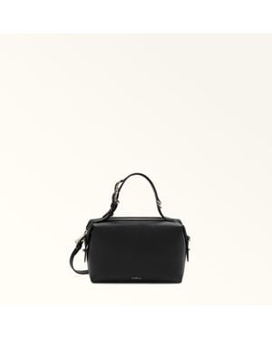 Furla Double Boston Bag Nero Night Calf Leather - Black