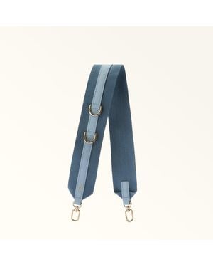 Furla Fiona Shoulder Strap Toni Carta Da Zucchero Ribbon Fabric + Sidney Calf Leather - Blue