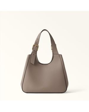 Furla Dora Borsa Shopping Cachemire Pelle Granata Doppia Nisos Donna - Grigio