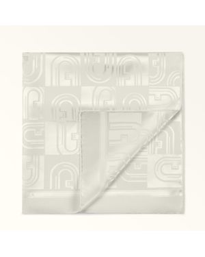 Furla Lotus Stole 70X200 Panna Arco Dama Print Jacquard Silk - White