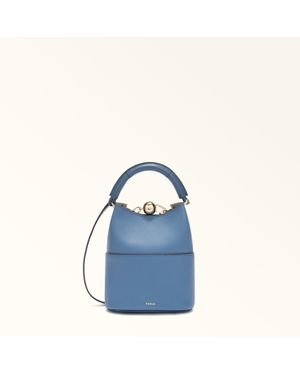 Furla Sfera Borsa Mini Jeans Pelle Di Vitello Doppia Napoli Donna - Blu