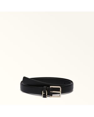 Furla Nuvola Angenähter Gürtel Nero Claris Lux-Kalbsleder Mit Intarsie Damen - Schwarz