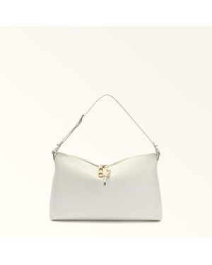 Furla Debby Shoulder Bag L Panna Night Calf Leather + Sidney Calf Leather - White