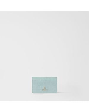 Furla Camelia Porte-Cartes Winter Sky Cuir De Veau À Imprimé Cocco Femme - Bleu