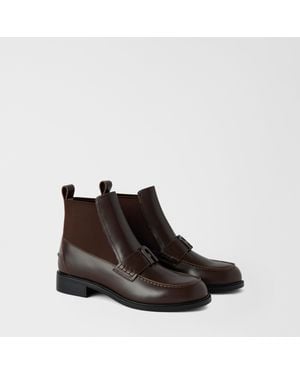 Furla College Bottines Cioccolato Cuir De Veau Brossé Femme - Marron