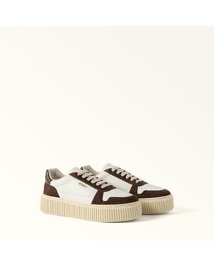 Furla Sky Trainers Talco H Soft Bicolour Calf Leather + Suede - Natural