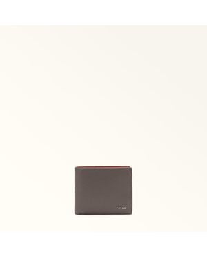 Furla Project Bi-Fold Wallet Moka Milos Textured Calf Leather + Lush Calf Leather - Grey