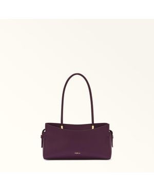 Furla Eris Tote Melanzana Keria Grained Calf Leather + Sidney Calf Leather - Purple