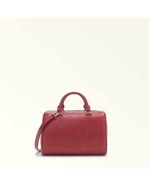 Furla Mialissa Boston Bag Ciliegia D Grained Calf Leather - Red