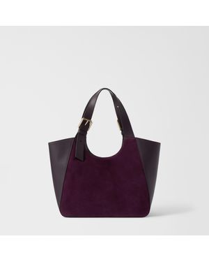 Furla Dora Tote Toni Winter Bloom Suede + Sidney Calf Leather - Purple