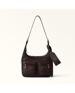 Furla Lynette Borsa A Spalla Cioccolato Pelle Di Vitello Atelier Liscia Donna - Marrone