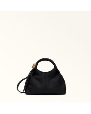 Furla Planeta Shoulder Bag Nero Keria Grained Calf Leather - Black