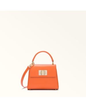 Furla 1927 Top Handle Mini Paprika Textured Leather - Orange