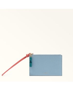 Furla Iride Envelope Toni Carta Da Zucchero Textured Leather - Blue