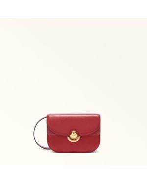 Furla Sfera Crossbody Mini Lacca Soft Calf Leather + Suede - Red