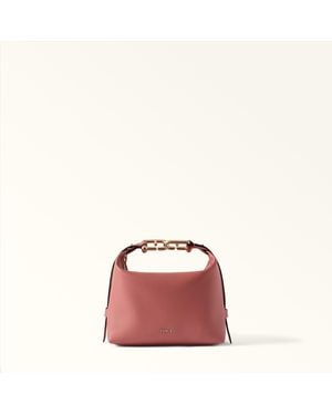 Furla Tonie Borsa A Spalla Xl Rosewood Pelle Morbida Testurizzata Ares Donna - Rosa