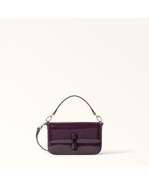 Furla Iride Umhängetasche Mini Winter Bloom Lackiertes Strukturiertes Ares Leder Damen - Lila