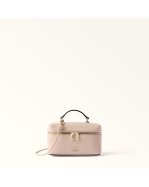 Furla Camelia Mini Bag Cotone G Grained Calf Leather - Natural