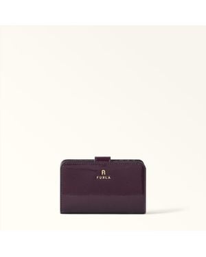Furla Camelia Compact Wallet Winter Bloom Varnished Ares Textured Leather - Purple