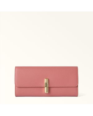 Furla Iride Continental Wallet Rosewood Textured Leather - Pink