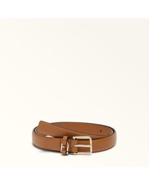 Furla Nuvola Angenähter Gürtel Brandy Claris Lux-Kalbsleder Mit Intarsie Damen - Braun
