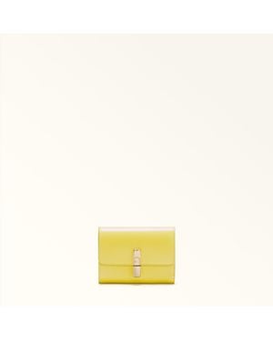 Furla Iride Compact Wallet Museum Textured Leather - Yellow