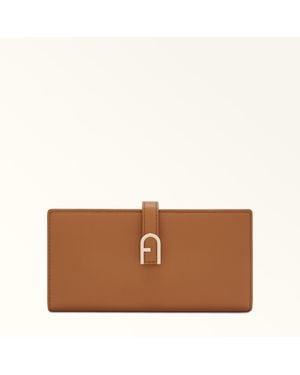 Furla Flow Continental Wallet Brandy Claris Lux Calf Leather - Brown