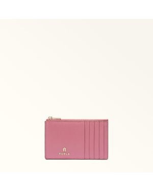 Furla Camelia Card Case Blush Textured Leather - Pink