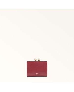Furla Dots Compact Wallet Ciliegia D Sidney Calf Leather - Red