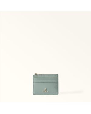 Furla Camelia Card Case Winter Sky Varnished Ares Textured Leather - Green