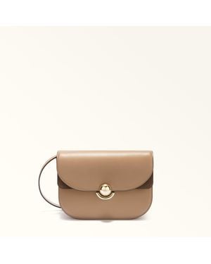 Furla Sfera Crossbody Toffee Soft Calf Leather + Suede - Natural