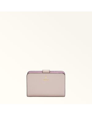 Furla Camelia Compact Wallet Corolla Textured Leather - Pink