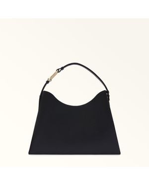 Furla Nuvola Schultertasche Nero Claris Lux-Kalbsleder Mit Intarsie Damen - Blau