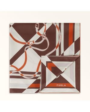 Furla Tortona Schal Cioccolato Seidentwill Mit Nuvola-Streifen-Print Damen - Braun