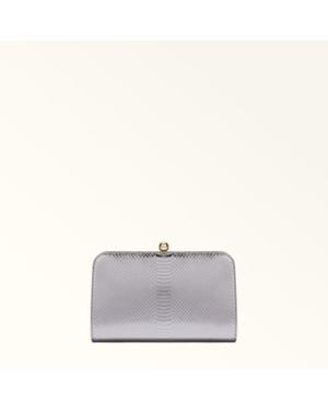 Furla Alba Leather With Python Whips Lame' Print - Grey