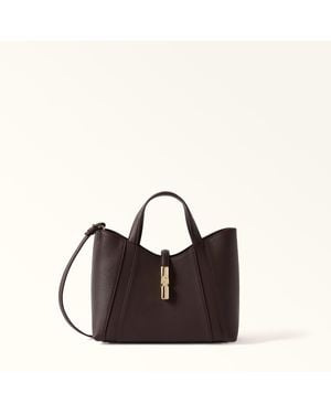 Furla Goccia Tote Cioccolato Night Calf Leather + Sidney Calf Leather - Brown