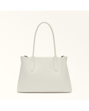 Furla Meridiana Tote Panna Napoli Double Calf Leather - White