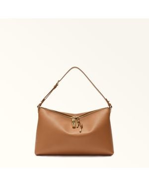 Furla Debby Shoulder Bag L Brandy Night Calf Leather + Sidney Calf Leather - Brown