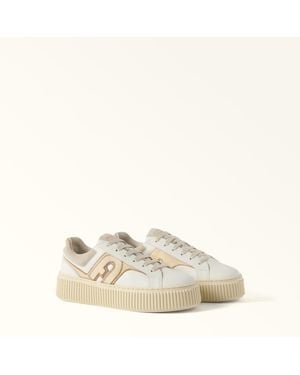 Furla Sky Trainers Talco H Calf Leather + Smooth Leather + Suede - Natural