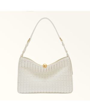 Furla Sfera Soft Borsa A Spalla Panna Pelle Di Vitello Nappa Dattero Lux Incisa Donna - Neutro