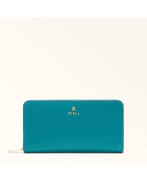 Furla Camelia Zip Around Amatore Textured Leather - Blue