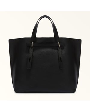 Furla Giove Tote Nero Double Stelvio Calf Leather - Black