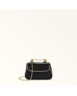 Furla Heather Mini Bag Nero Nappa Leather + Piping Metal - Black