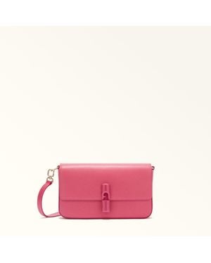 Furla Iride Crossbody Velvet Textured Leather - Pink