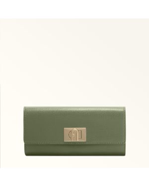 Furla 1927 Continental Wallet Oliva Textured Leather - Green