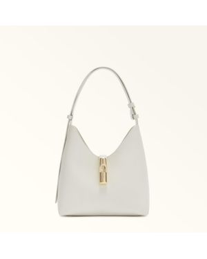 Furla Goccia Shoulder Bag Panna Night Calf Leather - White