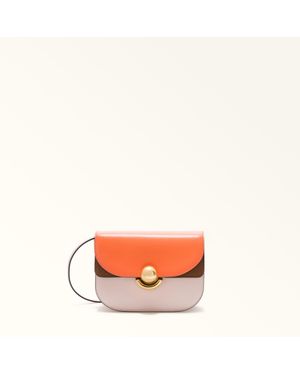 Furla Sfera Crossbody Mini Toni Paprika Roma Soft Calf Leather Colourblock - Orange