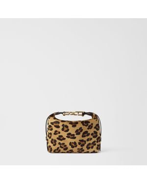 Furla Tonie Borsa A Spalla Xl Toni Cioccolato Pelle Di Vitello Effetto Cavallino Con Stampa Leopardo Donna - Metallizzato