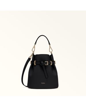 Furla Aura Mini Bag Nero Keria Grained Calf Leather - Black